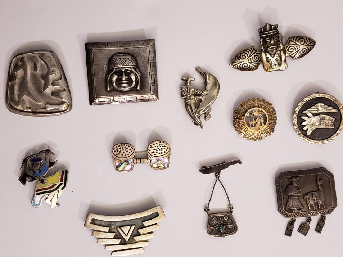 11 Assorted Vintage  Sterling Silver Pins (1 of 11)