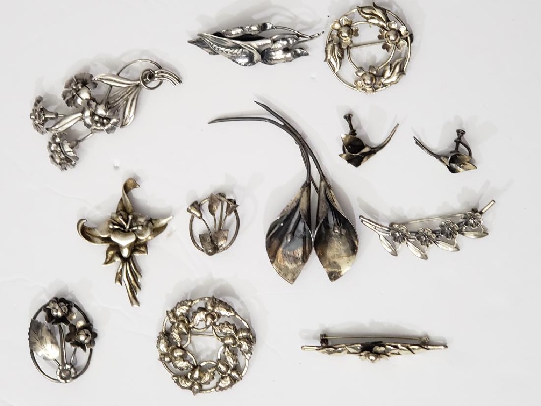 11 Assorted Vintage Sterling Flower Pins & More (1 of 18)