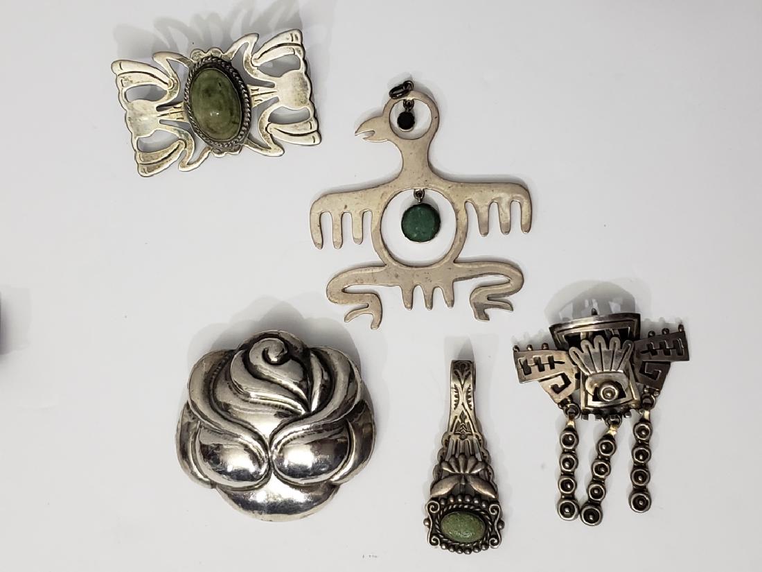Group of 5 Vintage Mexican Silver Pins (1 of 9)