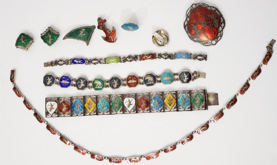 Group of 9 Siam Thai Silver & Enamel Multi Color (1 of 7)