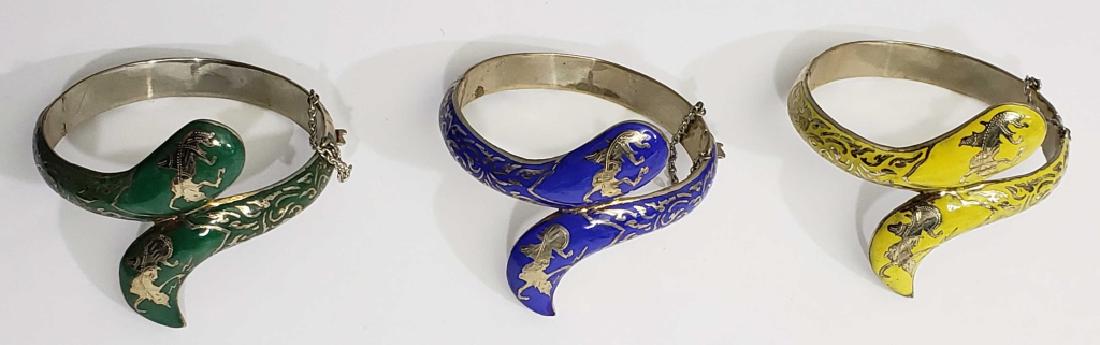 3 Siam Snake Bracelets Sterling Silver (1 of 4)