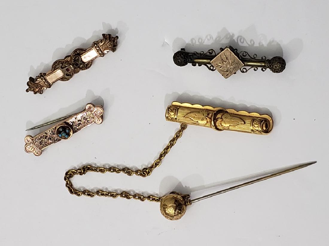 4 Antique Victorian Bar Pins Gold Filled (1 of 3)