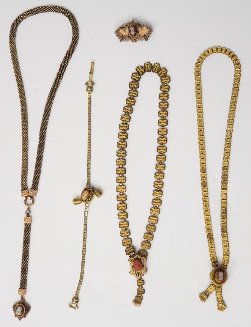 5 Victorian Gold Filled Necklaces With Cameos (1 of 8)