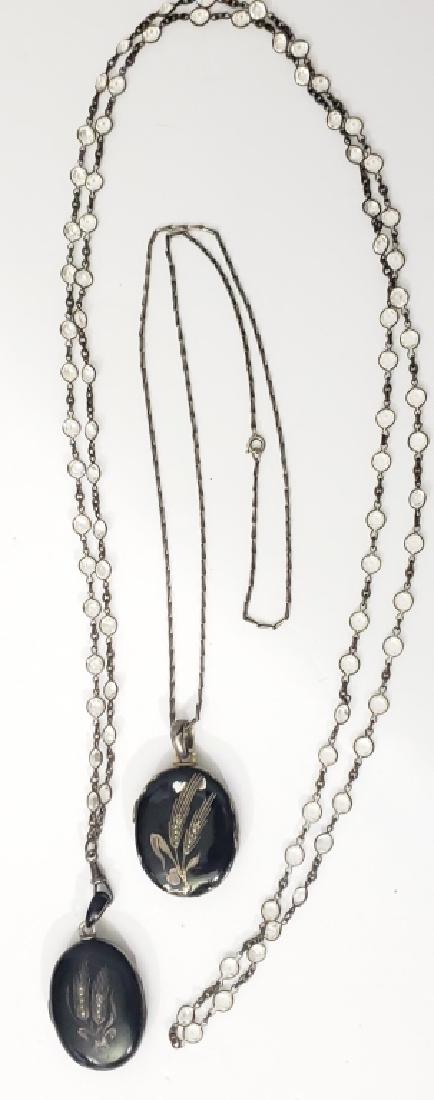 Two Silver (?) & Black Enamel Antique Lockets (1 of 4)