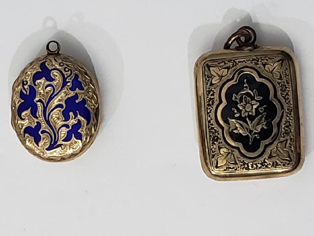 2 Victorian Gold Filled & Enamel Lockets (1 of 3)