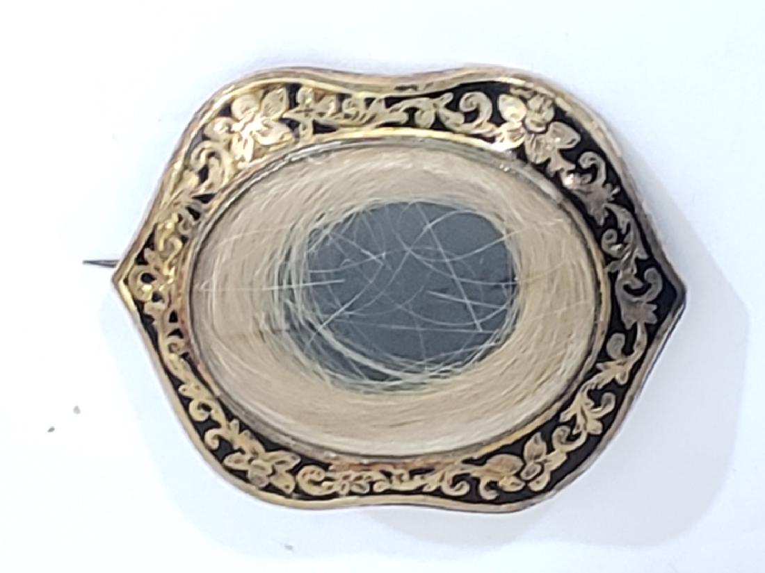Victorian Mourning / Hair Brooch With Enamel (1 of 2)