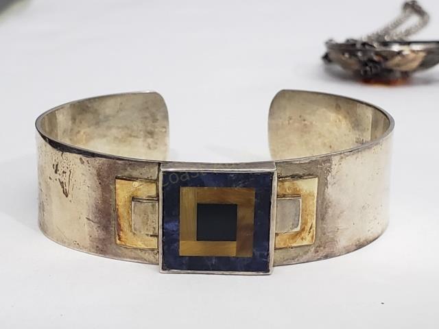 M & J Savitt Sterling Silver & 14K Cuff Bracelet (1 of 3)