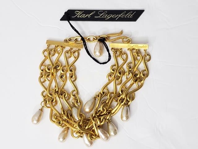 Karl Lagerfeld NOS Gold Tone & Faux Pearl Necklace (1 of 2)