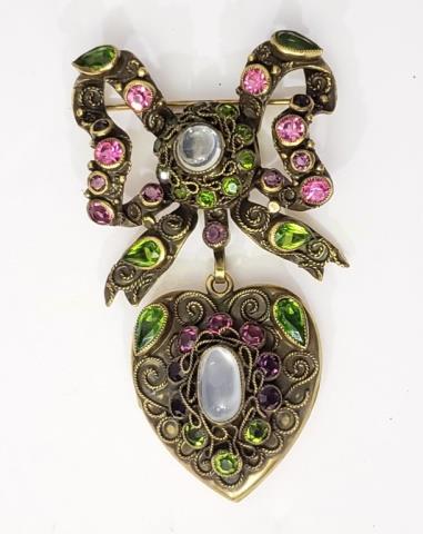 Sterling Silver Hobe Heart Shaped Locket / Pin (1 of 5)