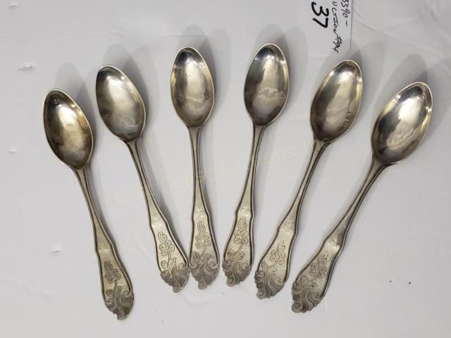 Group of 6 Antique Silver Teaspoons (1 of 4)