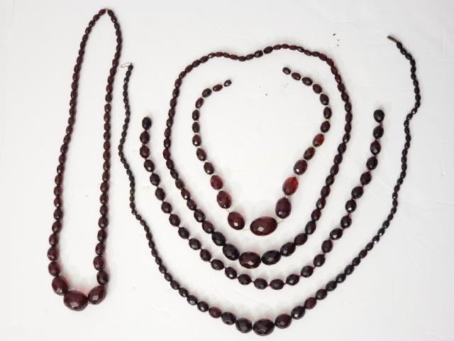 5 Faceted Cherry Amber Necklaces (1 of 4)