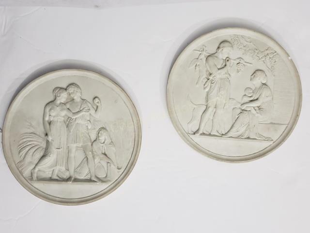 Two B& G Parian Round Relief Plaques (1 of 4)