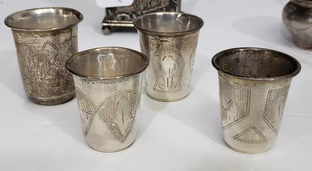4 Russian Silver Shot Glasses Or Cups (1 of 5)