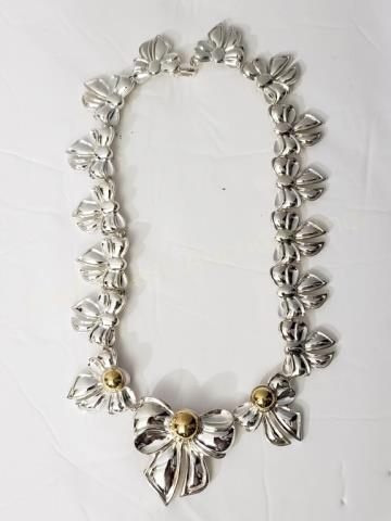 Krypell Sterling Silver 14K "Bows" Necklace (1 of 2)