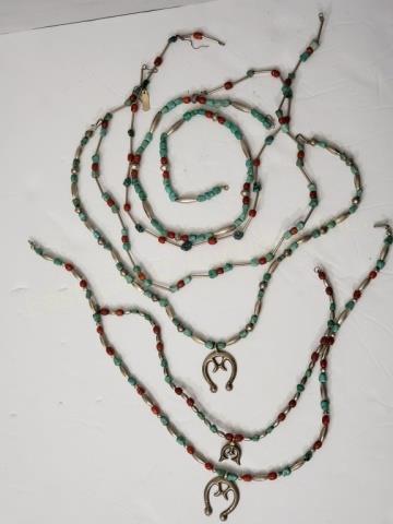 Group of 6 Mexican Silver Turquoise Coral Necklace (1 of 3)