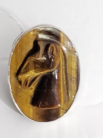 Large Tiger's Eye Ring With Horse Head (1 of 2)