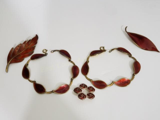 Sterling Silver & Red Enamel Norway Group (5) (1 of 5)