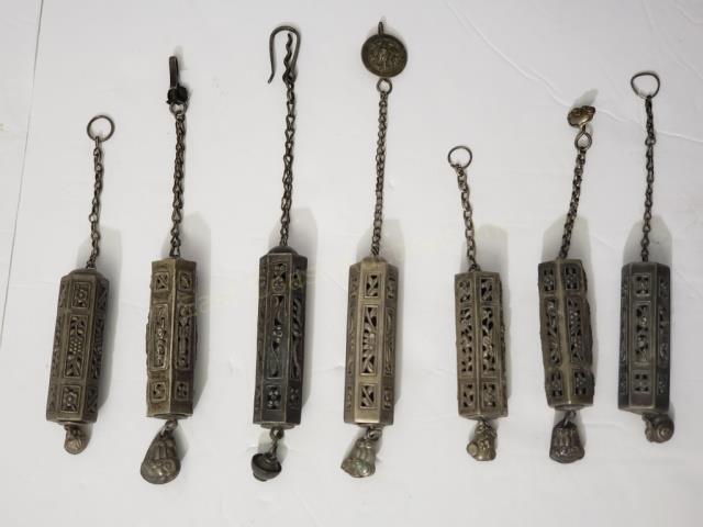 Group of 7 Antique Chinese Silver Needle Cases (1 of 5)