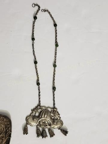 Chinese Silver Necklace With Jade Beads (1 of 3)