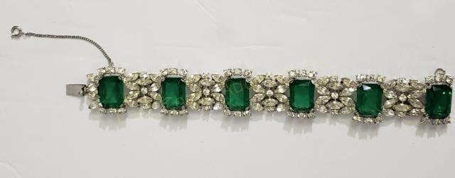 Vintage Joseph Mazer "Emerald"  "Diamond" bracelet (1 of 4)
