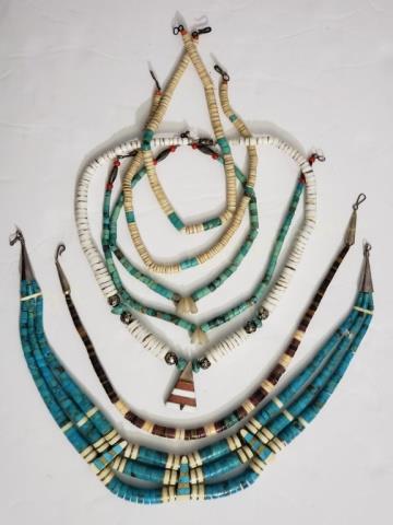 Group of 7 Stacked Shell Turquoise Stone Necklaces (1 of 5)