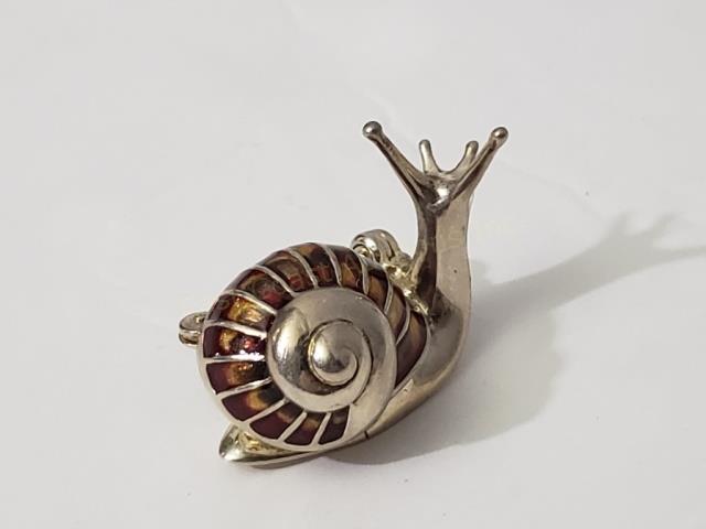 Sterling Silver & Enamel Snail Pin Italy (1 of 4)