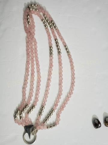 Krypell Rose Quartz Sterling Silver Large Necklace (1 of 1)