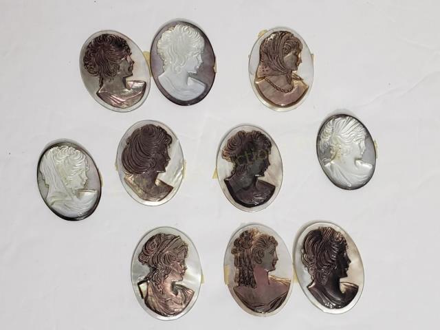 Group Of 10 Large Mother Of Pearl Unmounted Cameos (1 of 3)