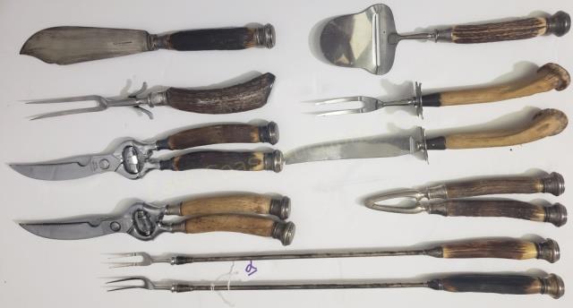Large Group of Stag / Horn Handle Serving Utensils (1 of 4)