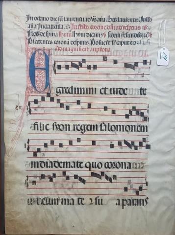Large Illustrated 2-sided Antiphonal Music Sheet (1 of 6)