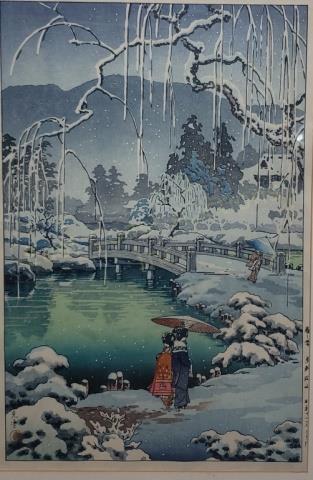 Antique Japanese Woodblock Print Koitsu Snow Scene (1 of 5)