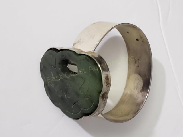 Large Jade Carving Mounted In Sterling Bracelet (1 of 1)