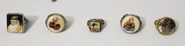 Five Satsuma Buttons Mounted As Rings (1 of 9)
