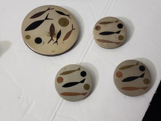 Group of 4 Popowski Mixed Metal Pins Fish (1 of 5)