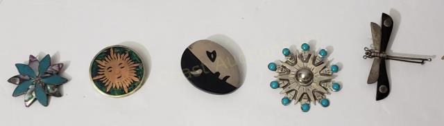 Group of 5 Mexican Silver Pins (1 of 4)