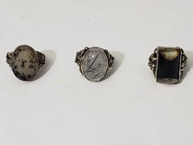 3 Sterling Rings With Unusual Stones (1 of 2)