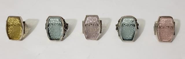 5 Sterling Silver Rings W/ Large Center Crystals (1 of 4)