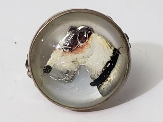 Reverse Painted Crystal Ring Jack Russell Dog (1 of 2)