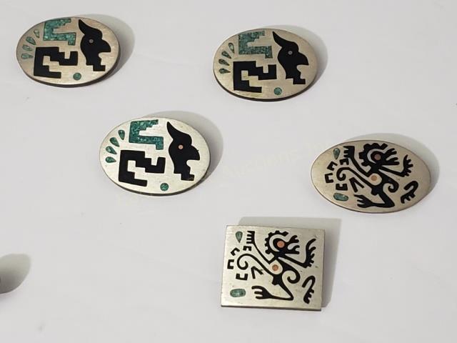 5 Mexican Silver Pins (1 of 3)