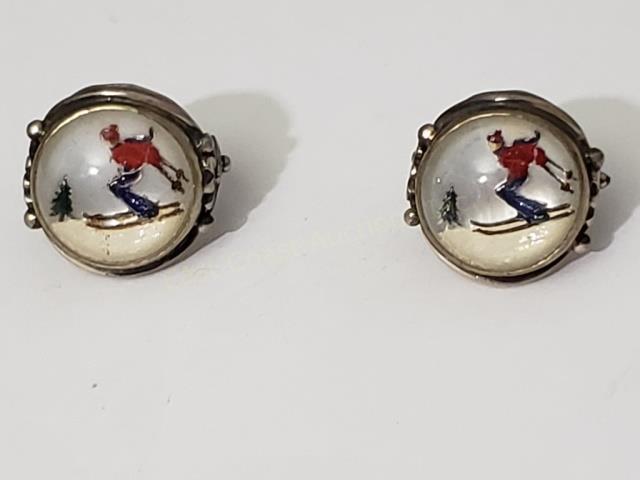 Two Intaglio Skiing Skier Rings Round Intaglios (1 of 4)