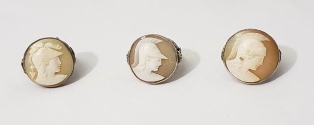 3 Sterling Cameo Rings In Ancient Roman Style (1 of 4)