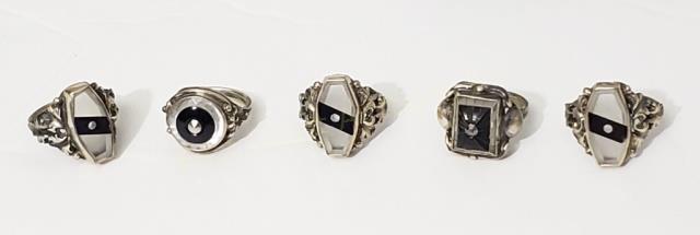 5 Crystal & Onyx Sterling Rings (1 of 4)