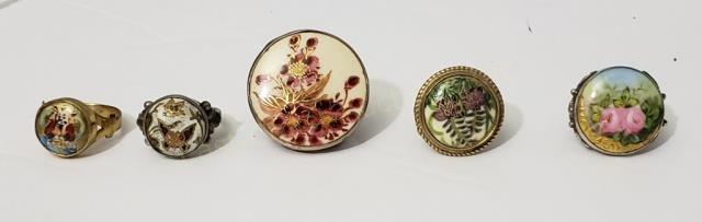 Group of 5 Satsuma Buttons Mounted As Rings (1 of 2)