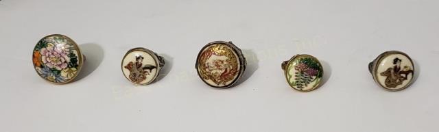 Group of Satsuma Buttons Mounted As Rings Sterling (1 of 4)