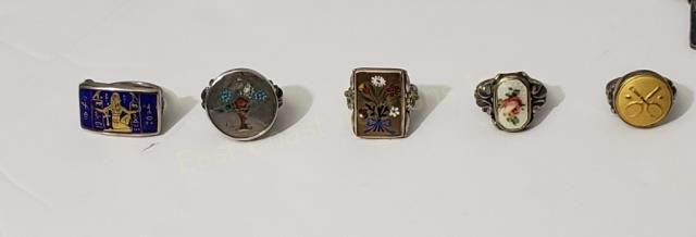Group of 5 Rings Enamel, Tennis, Egypt, More. (1 of 4)