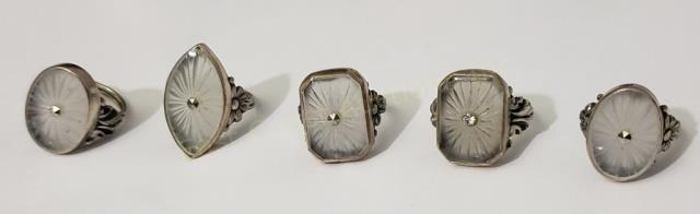 Group of 5 Rings With Crystal Centers & Marcasite (1 of 4)