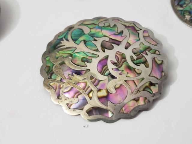 Group of 5 Mexican Silver & Abalone Shell Pins (1 of 6)