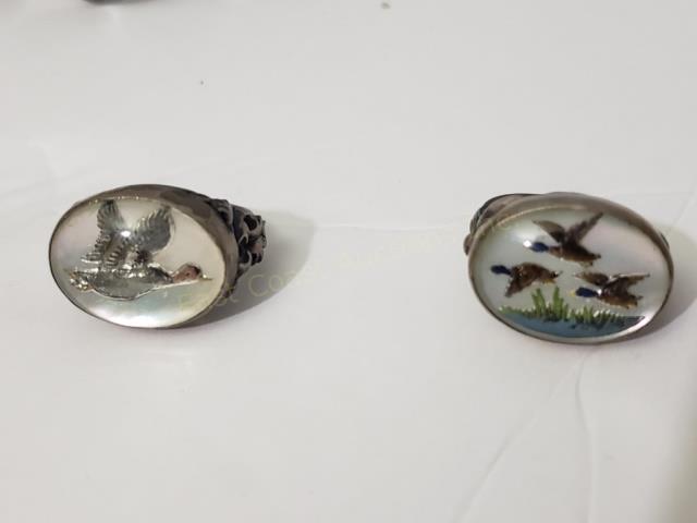 2 Reverse Painted Glass Rings Birds Essex Cameo (1 of 3)
