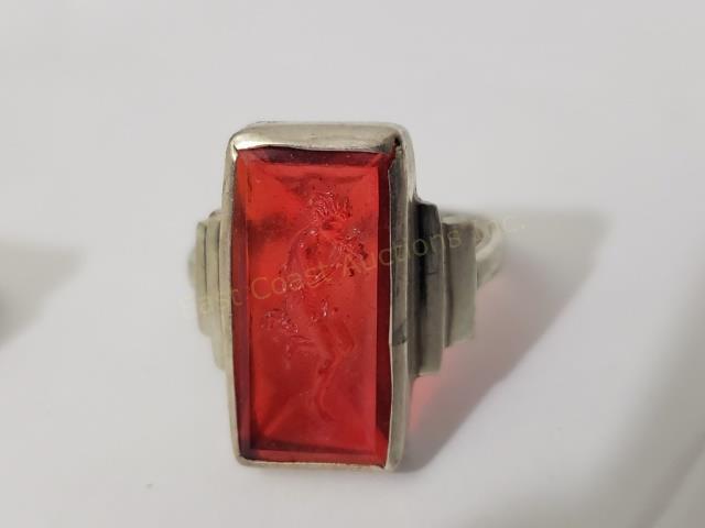 Group Of 5 Intaglio Rings In Silver Settings (1 of 6)