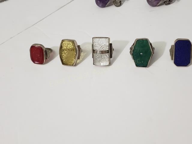 Group Of Colorful Intaglio Crystal Rings (1 of 5)